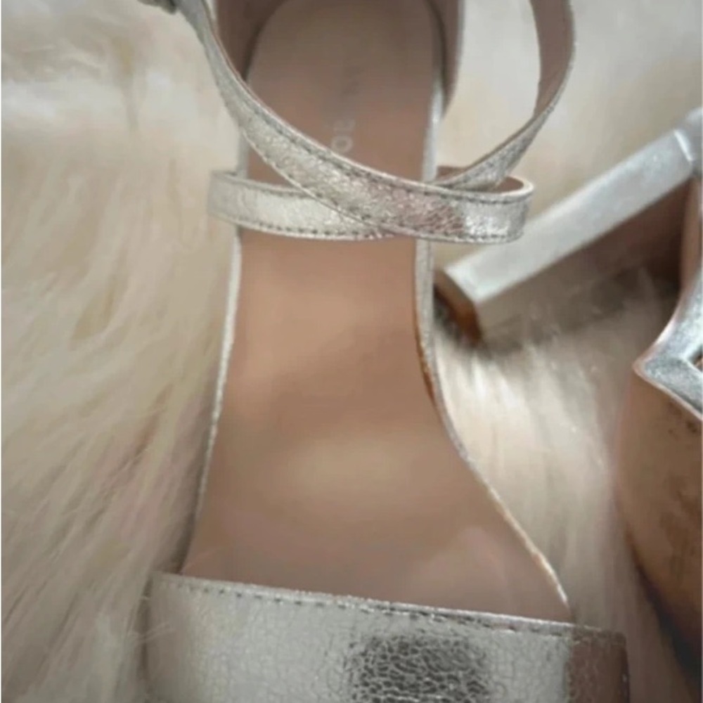 Glamorous Shimmering Silver Strappy Heels - Picture 3 of 3